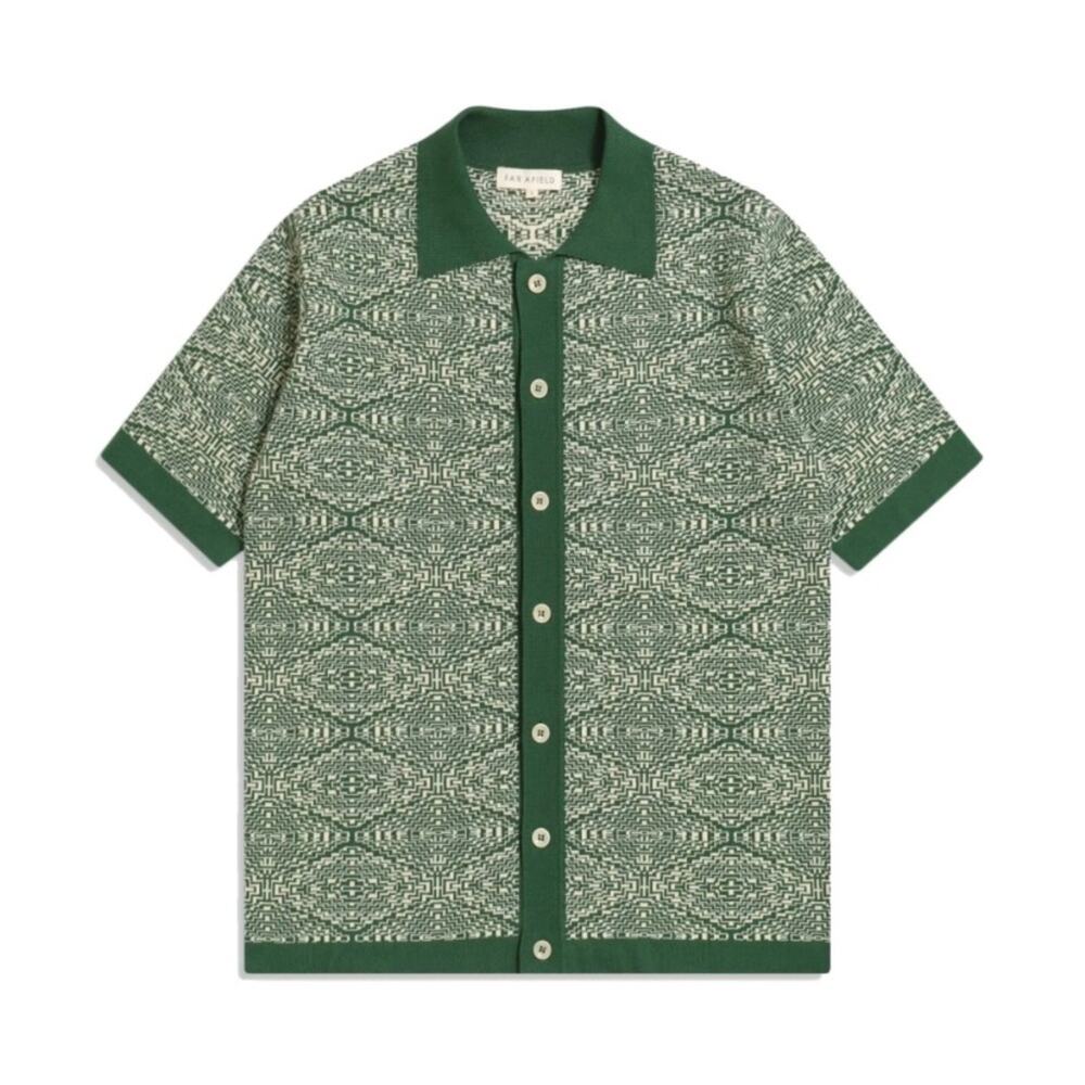 Far Afield Zigger Tribal Green Cream Cardigan Sweater size medium